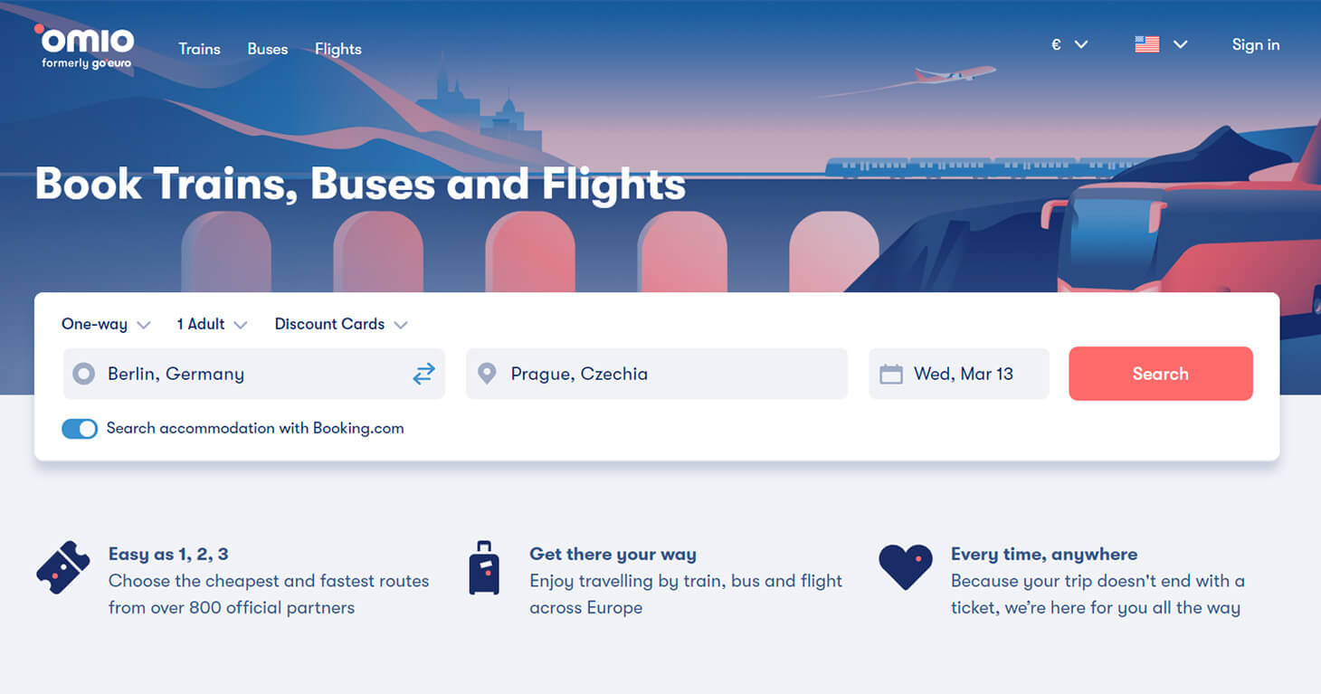 Omio — flight, train and bus tickets affiliate program