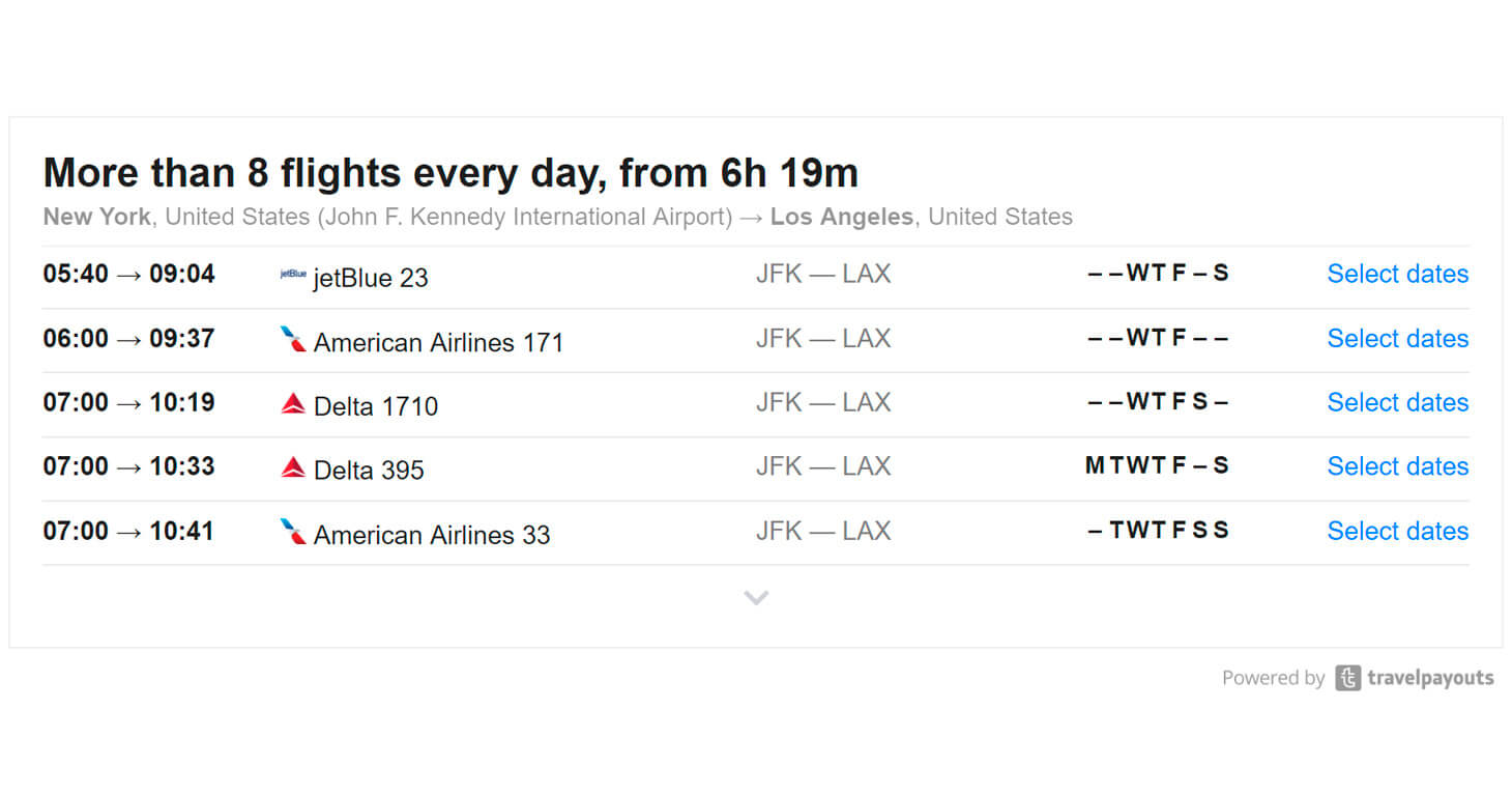 New tool: The flight schedule widget