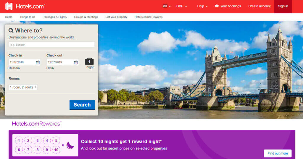 Earn with Hotels.com, hotel aggregator