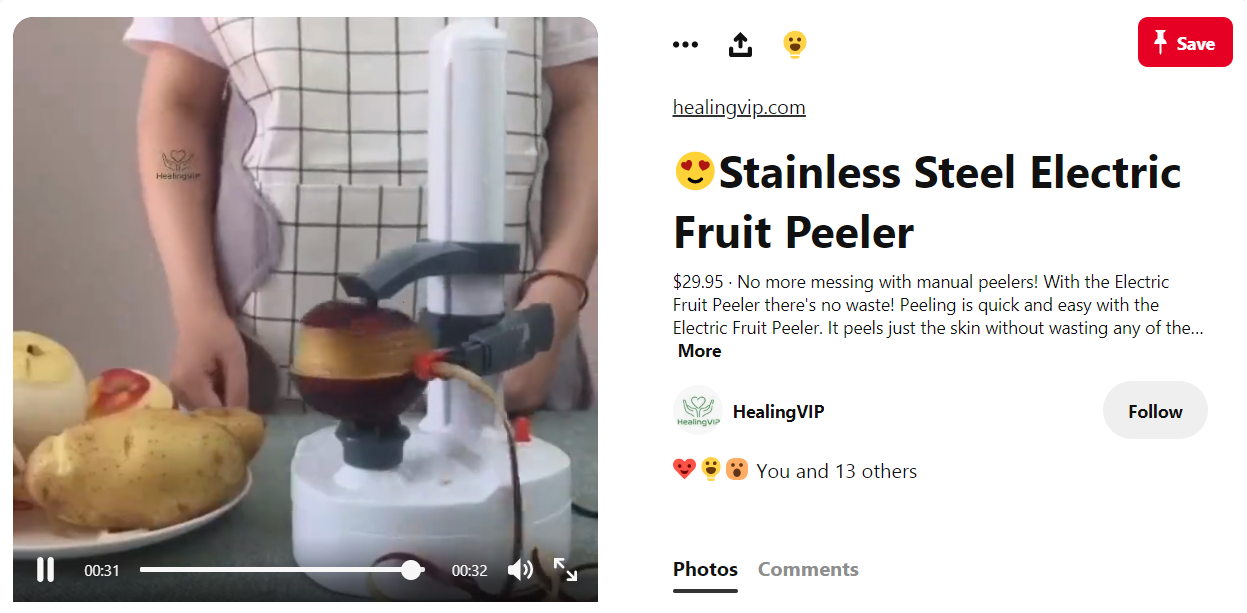 A screenshot of a video pin on Pinterest