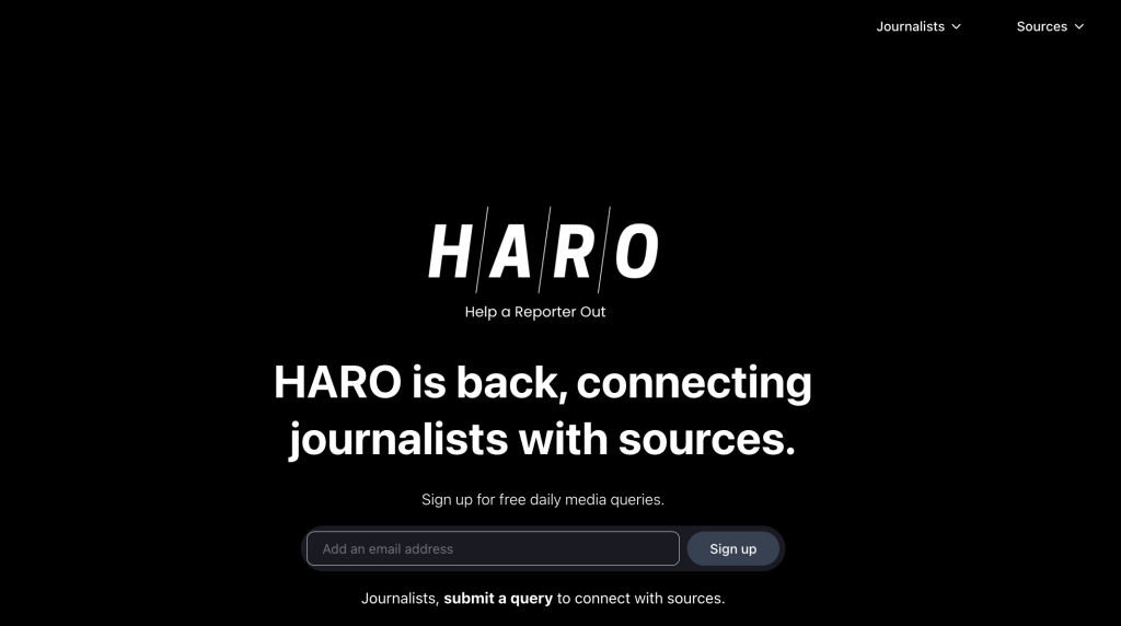 HARO homepage