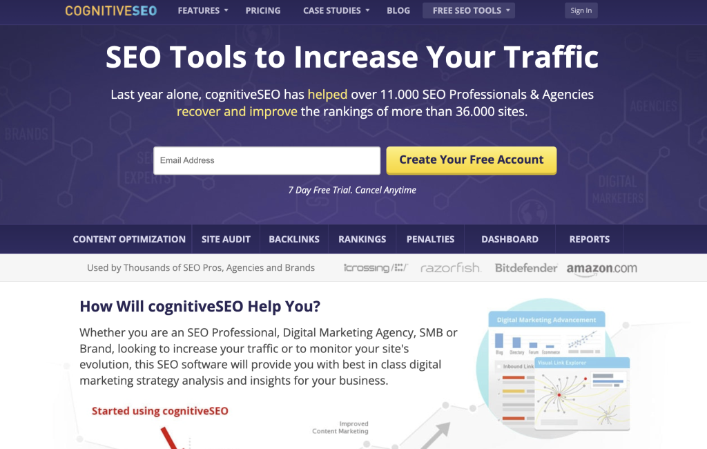 Cognitive SEO homepage