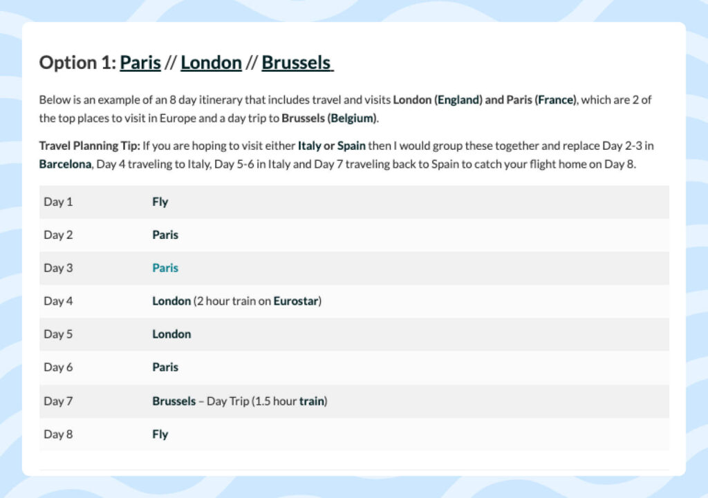 Links embedded to the highlighted cities Links embedded to the highlighted cities