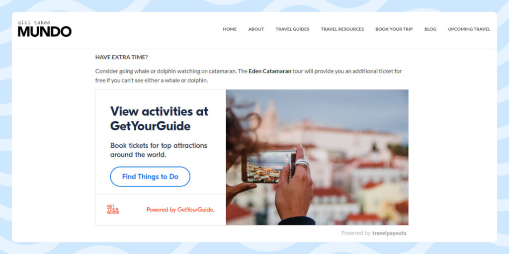 A GetYourGuide affiliate link was used for Eden Catamaran’s tour. I also added a Tenerife city-specific widget to direct readers to other activities provided by GetYourGuide in Tenerife