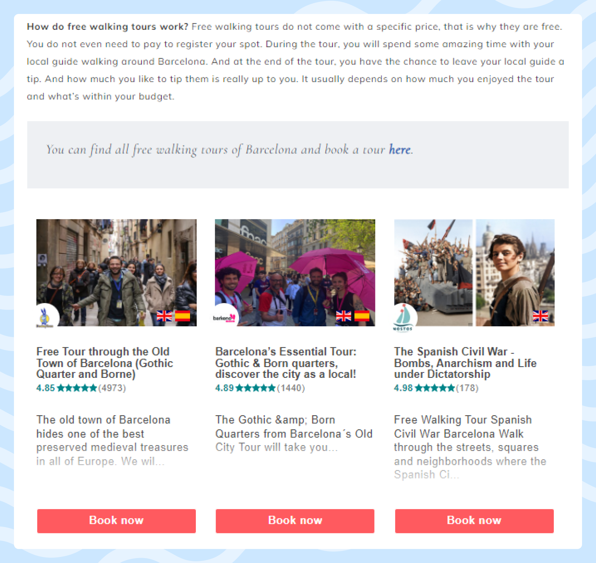 travel widget example travel widget in a blog post