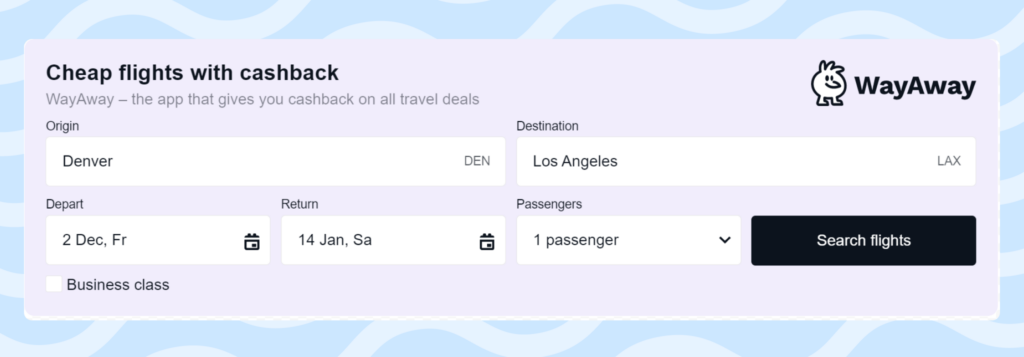 WayAway flight widget WayAway widget