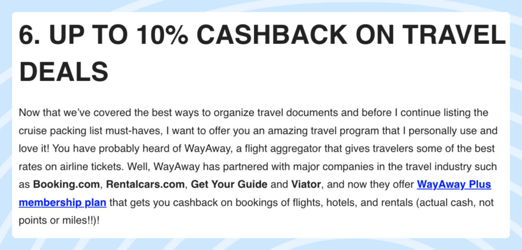 “What To Pack For A Cruise In 2023 – Top 60 Cruise Essentials” post in the Adventour Begins blog content about wayaway plus