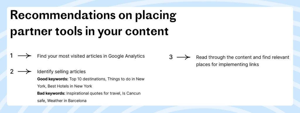 Recommendations on placing partner tools in your content how to place affiliate link