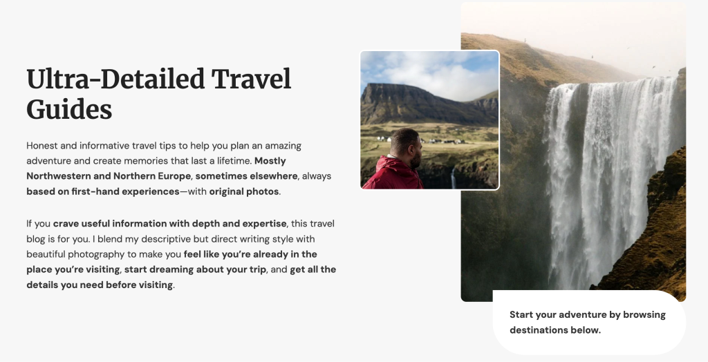 Danny in the North blog homepage with the heading “Ultra-Detailed Travel Guides”