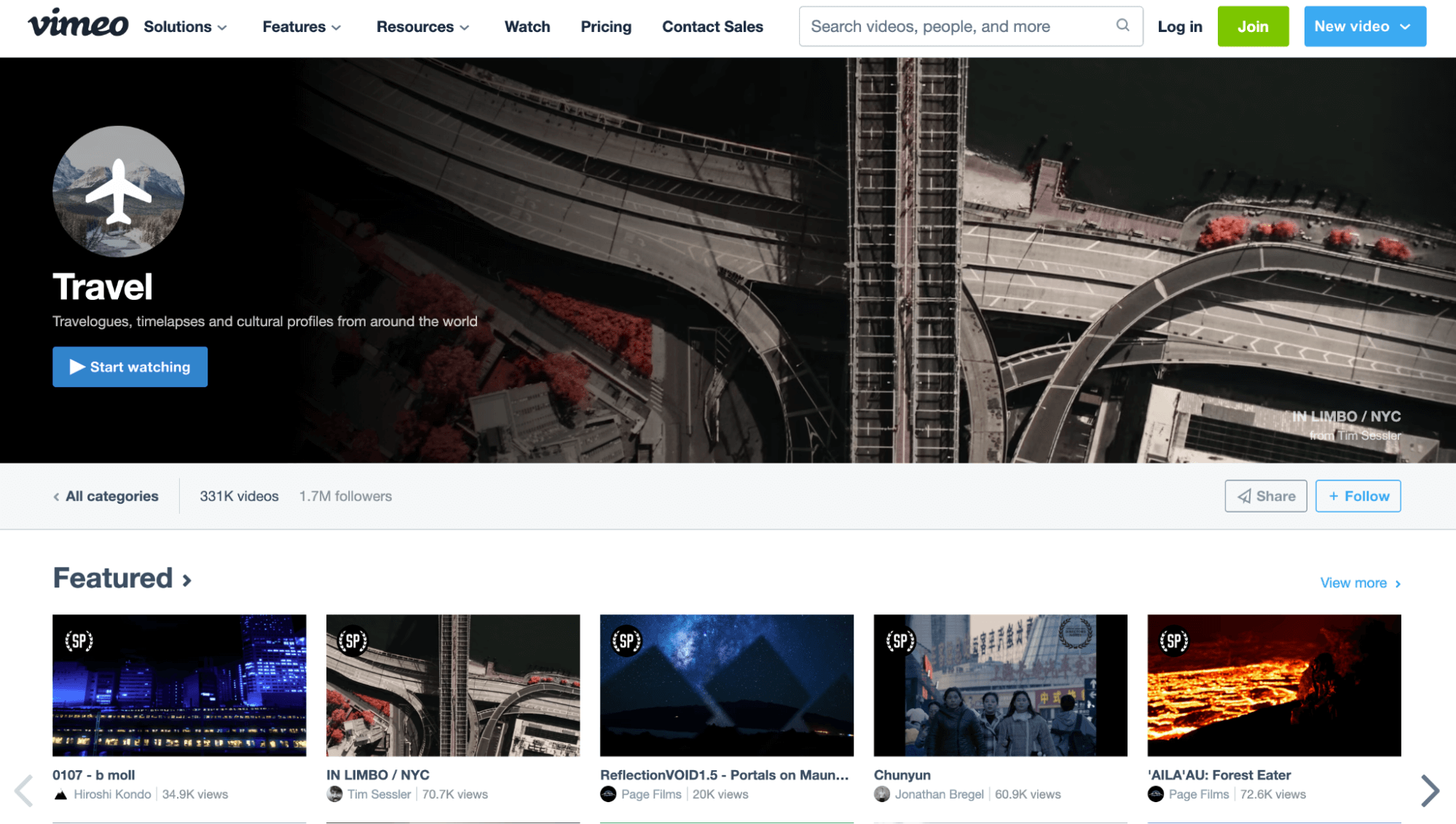 Vimeo Travel screenshot A screenshot of Vimeo Travel