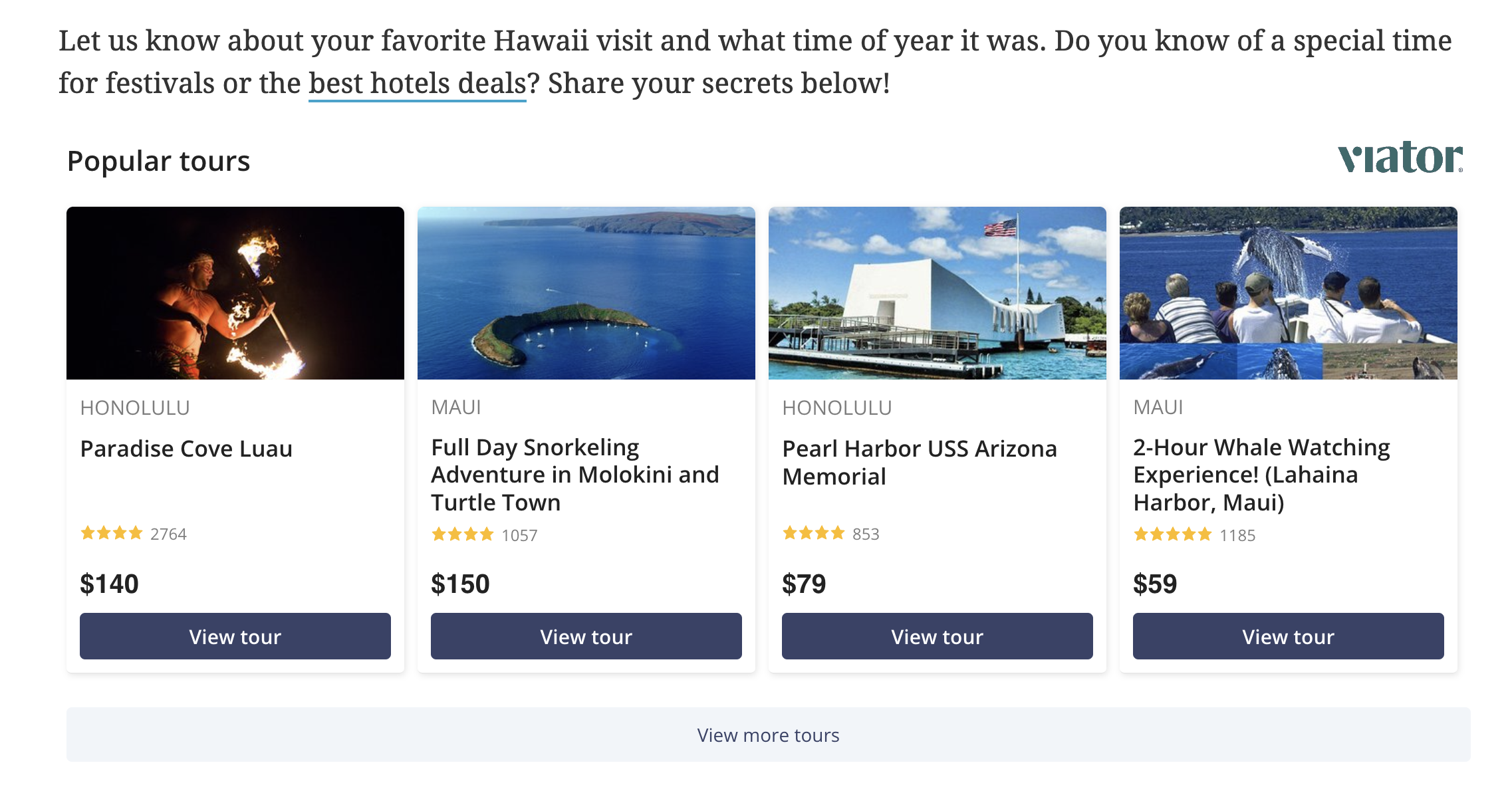 An Example of placing a link to hotels and tours widget in an article on Suitesandlobbies.com