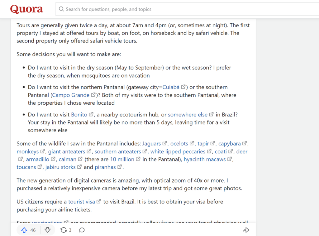 Example of links in a Quora answer Example of links in a Quora answer