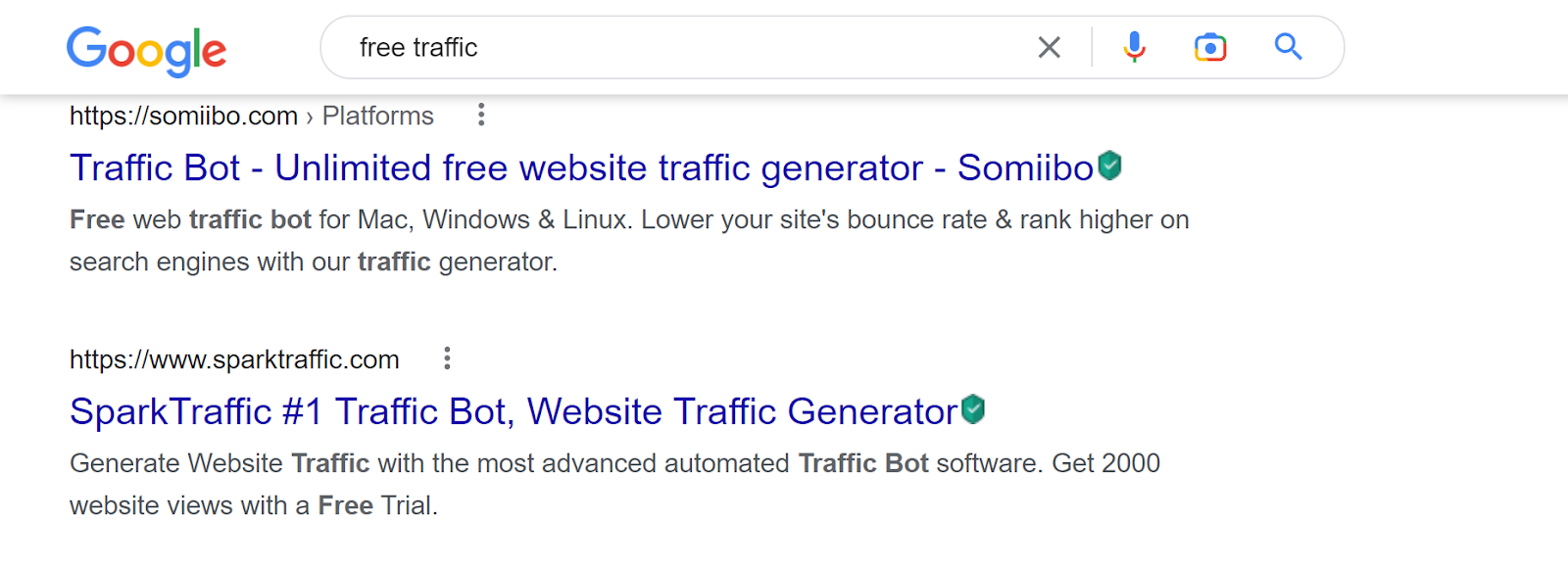 Example of free traffic offers Example of free traffic offers