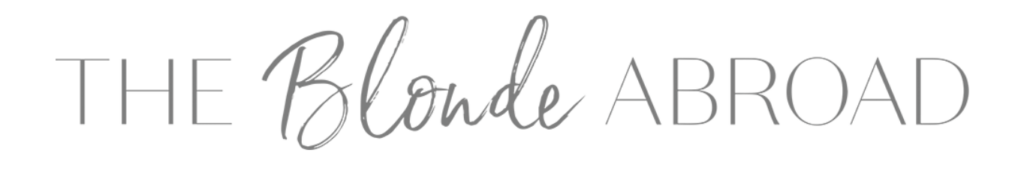 Screenshot of the travel blog logo from The Blonde Abroad website.
