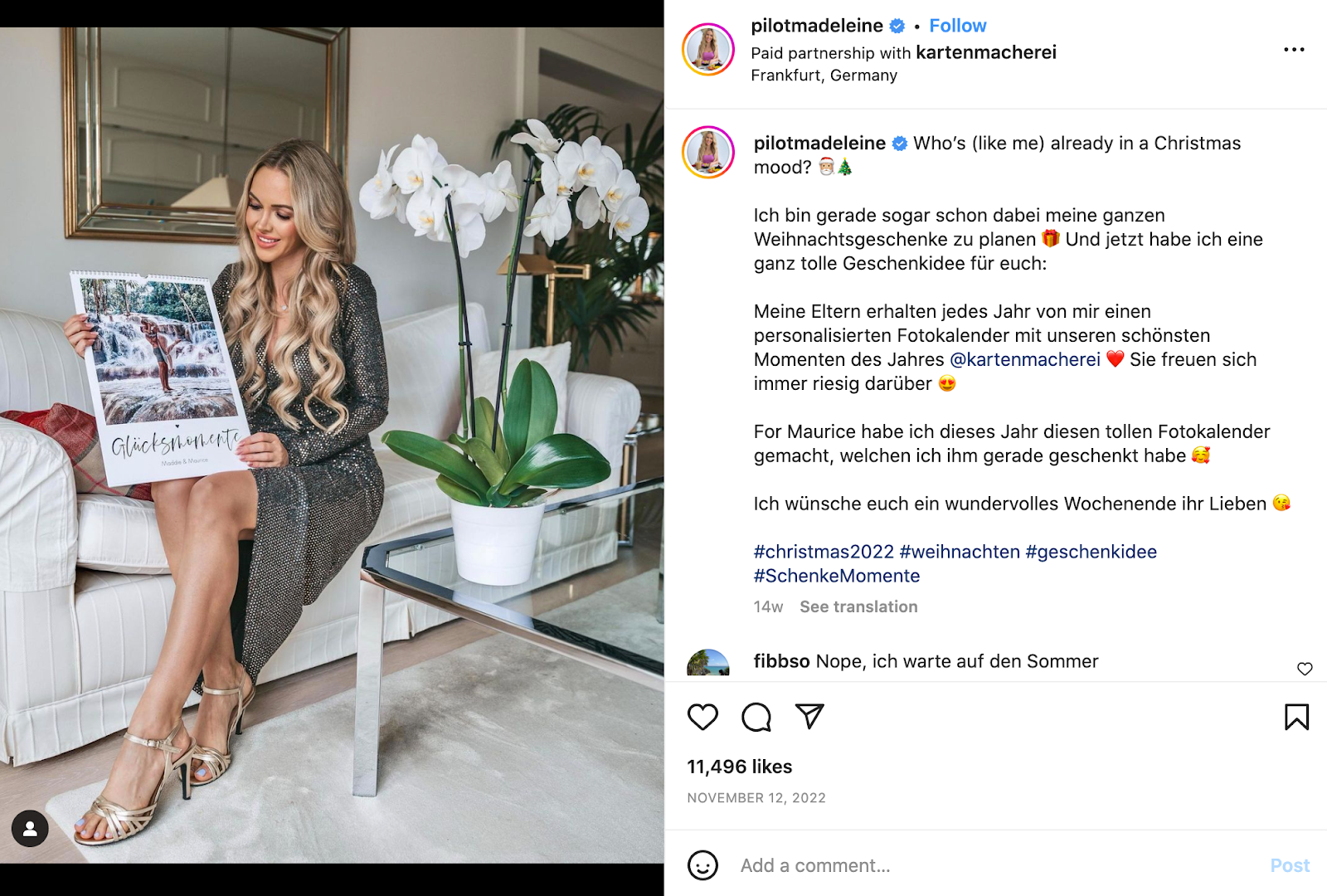 A screenshot of the pilotmadeleine Instagram blog with a brand tagged in the captions
