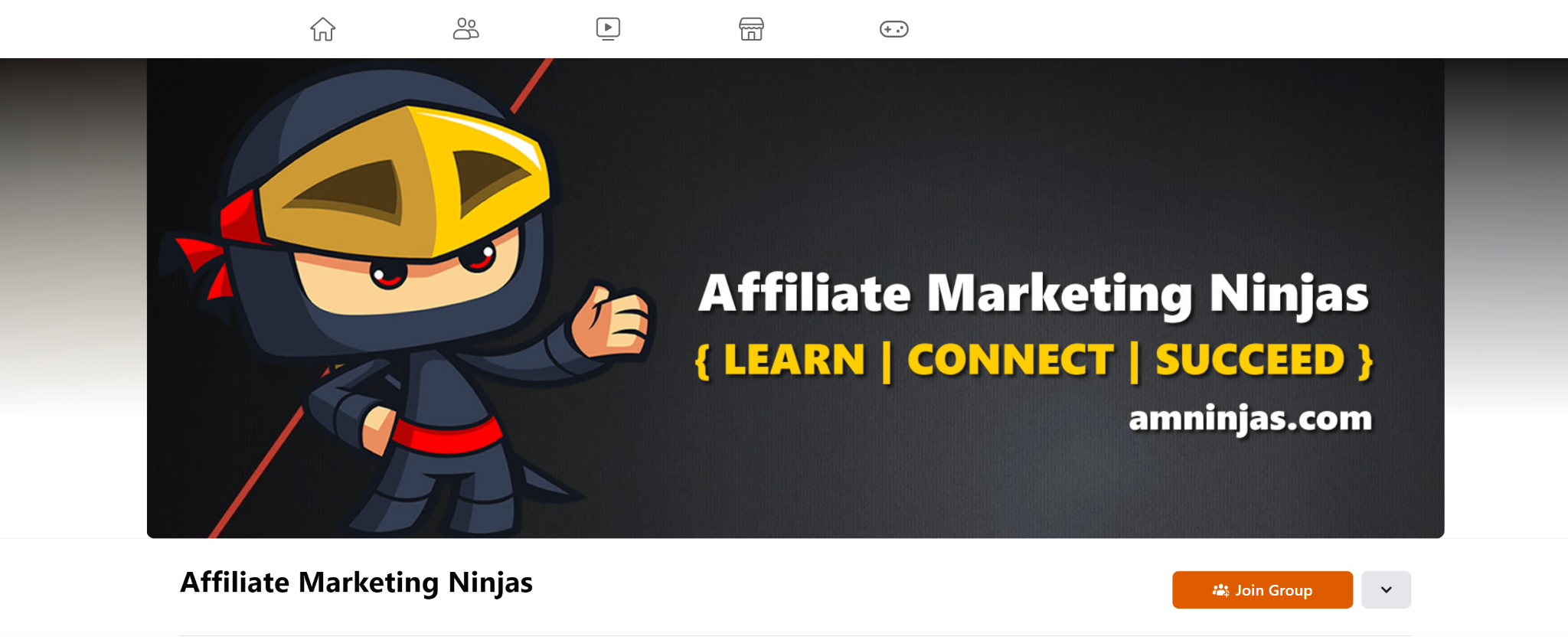 A screenshot featuring the Affiliate Marketing Ninjas Facebook Page