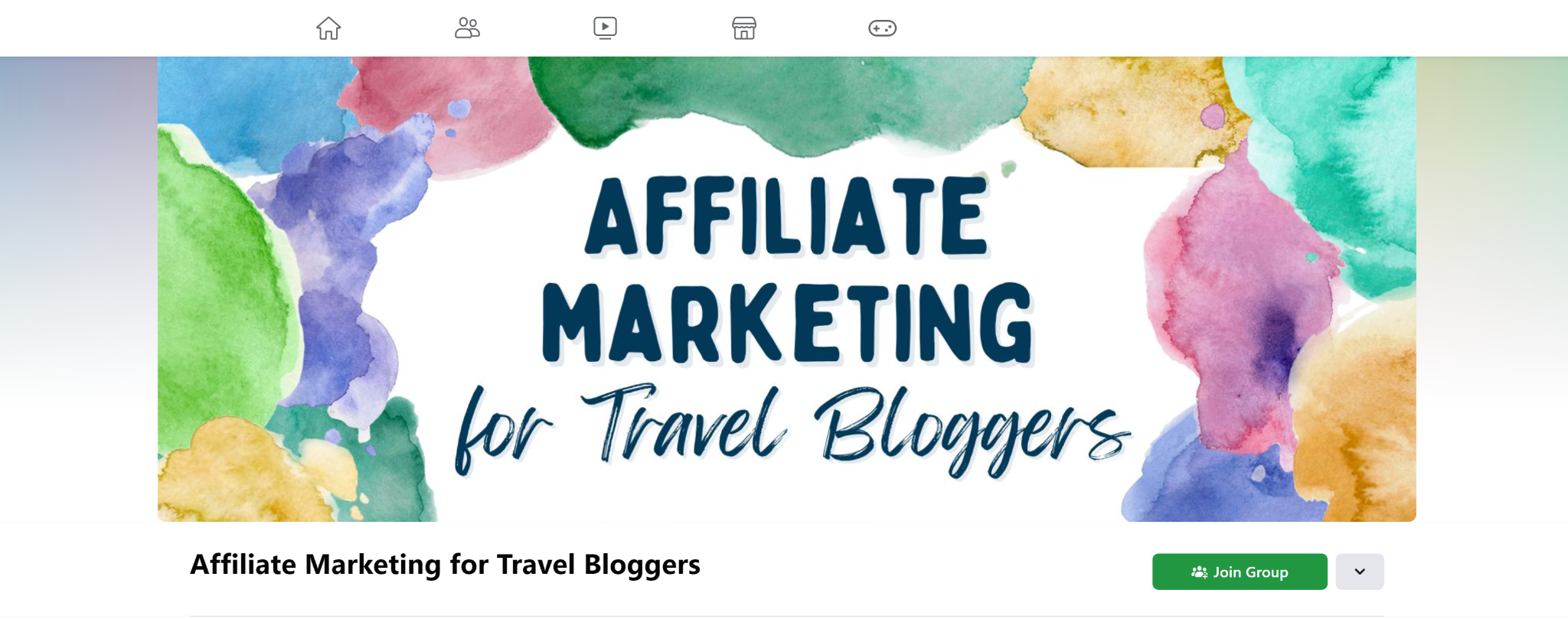 a screenshot featuring the Affiliate Marketing for Travel Bloggers Facebook Page