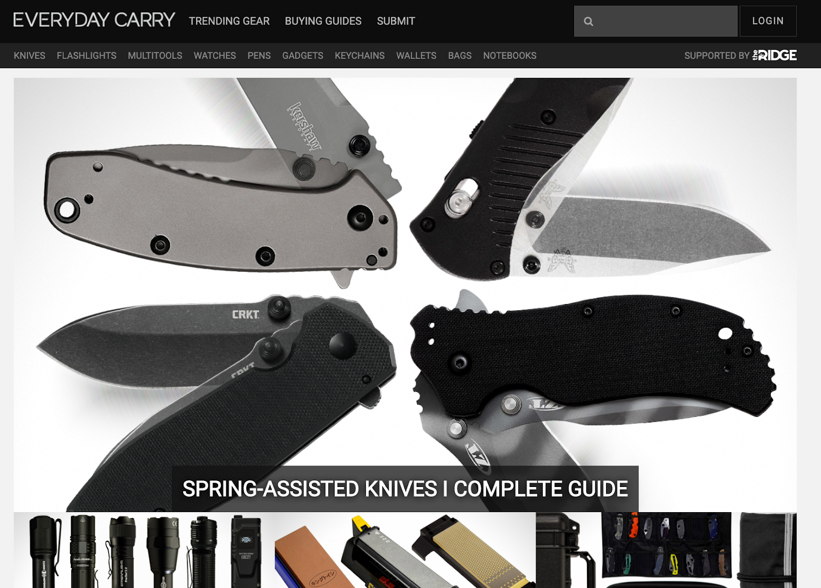 A screenshot featuring the Everyday Carry homepage