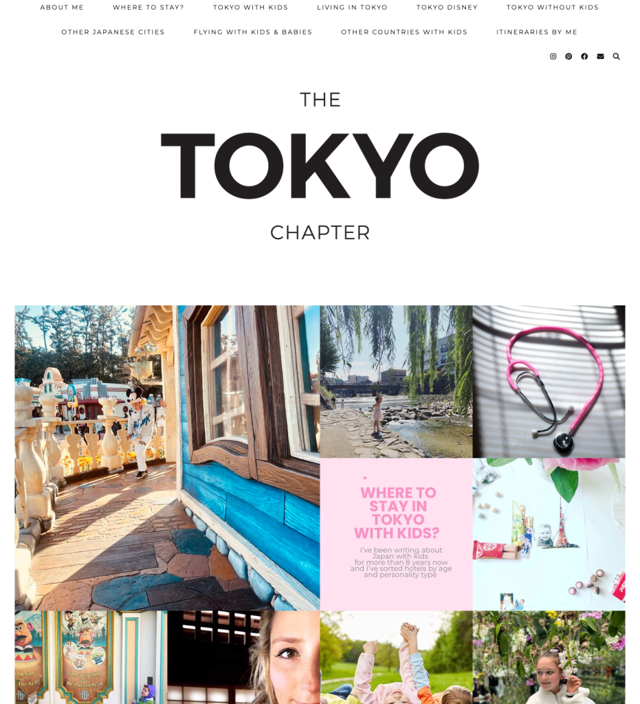 Main page of the Tokyo Chapter blog featuring colorful photos linking to corresponding articles