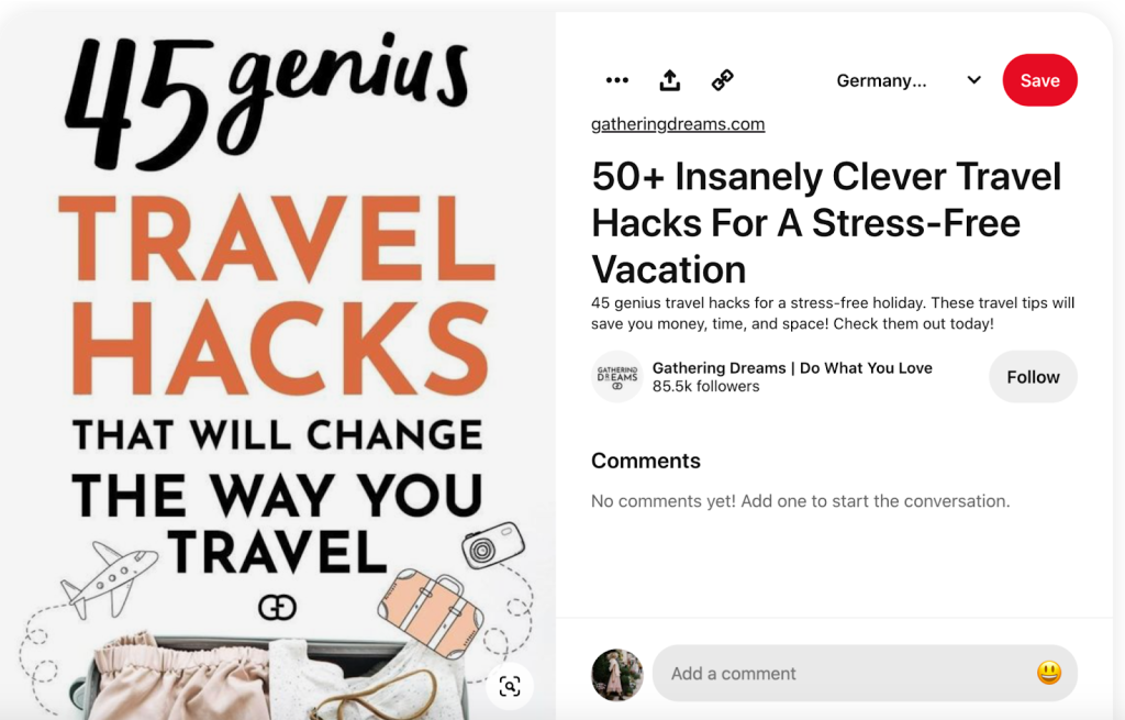 Travel hacks for a stress-free vacation pin from Gathering Dreams