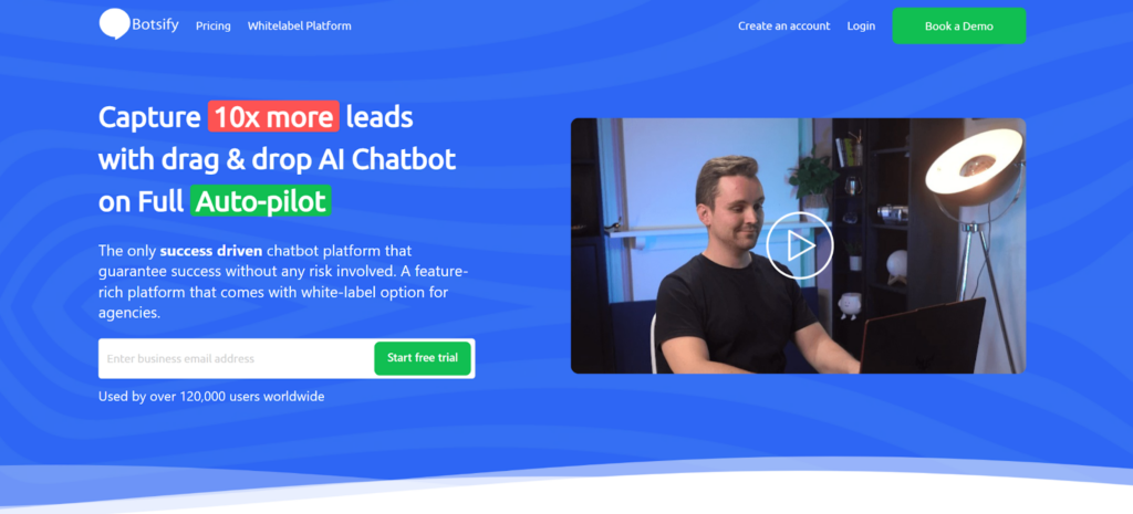 A screenshot featuring Botsify homepage