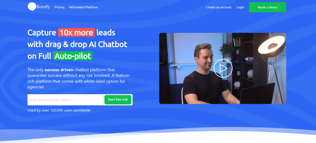 A screenshot featuring Botsify homepage 