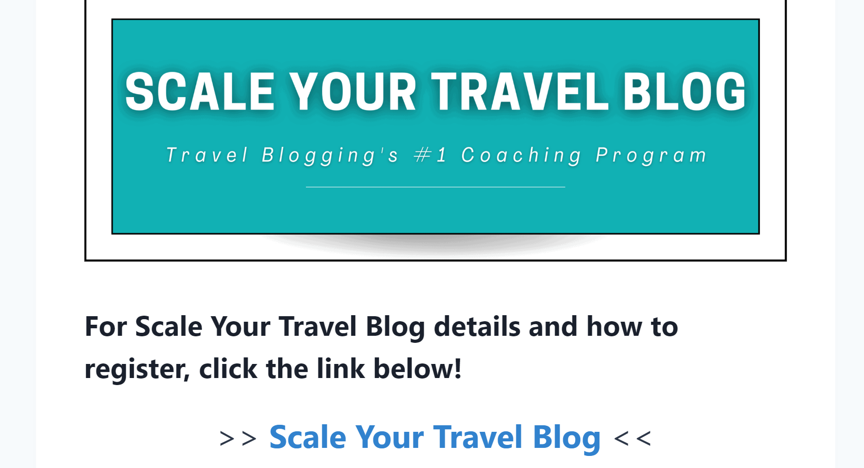 A screenshot featuring the Scale Your Travel Blog course 