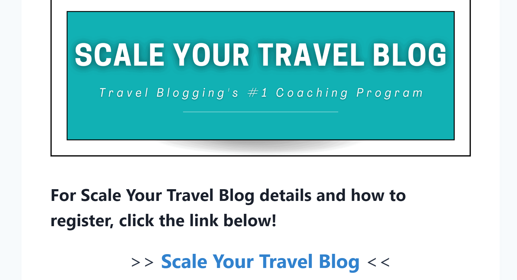 A screenshot featuring the Scale Your Travel Blog course