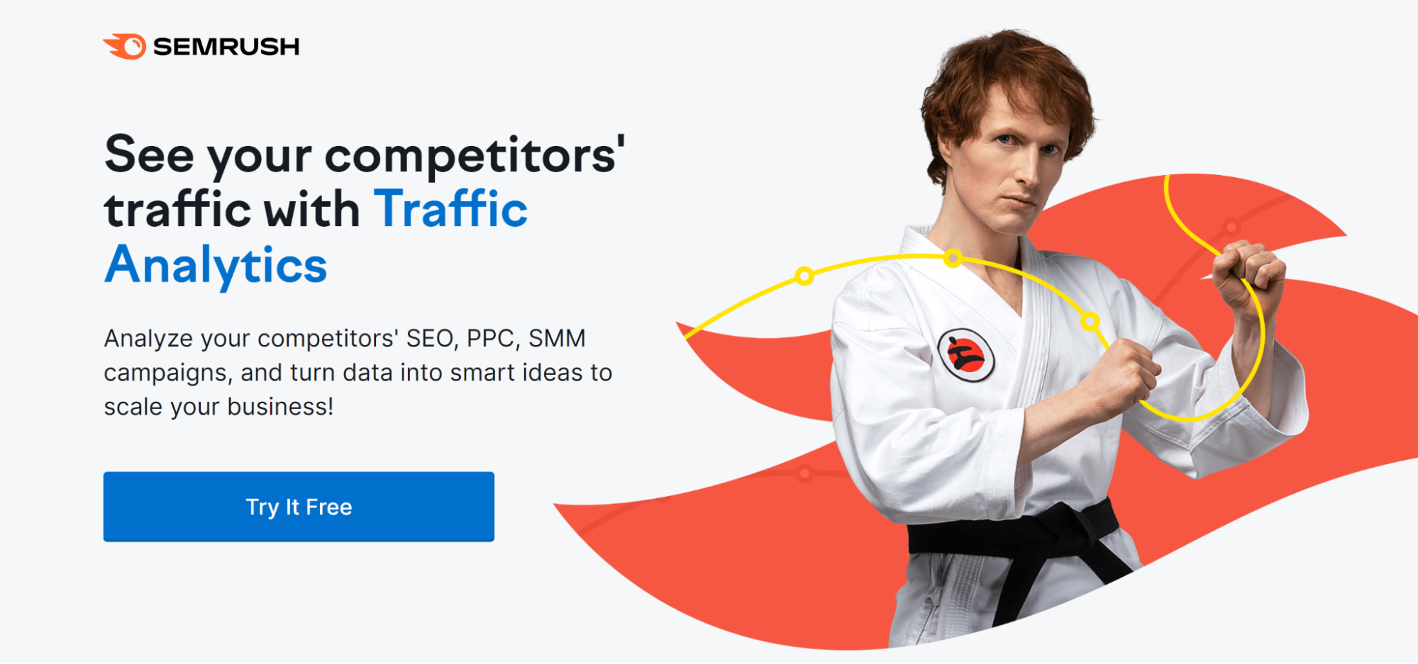 A screenshot featuring SEMrush Traffic Analytics tool