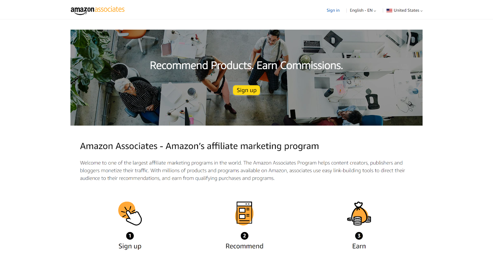 A screenshot featuring the Amazon affiliate program