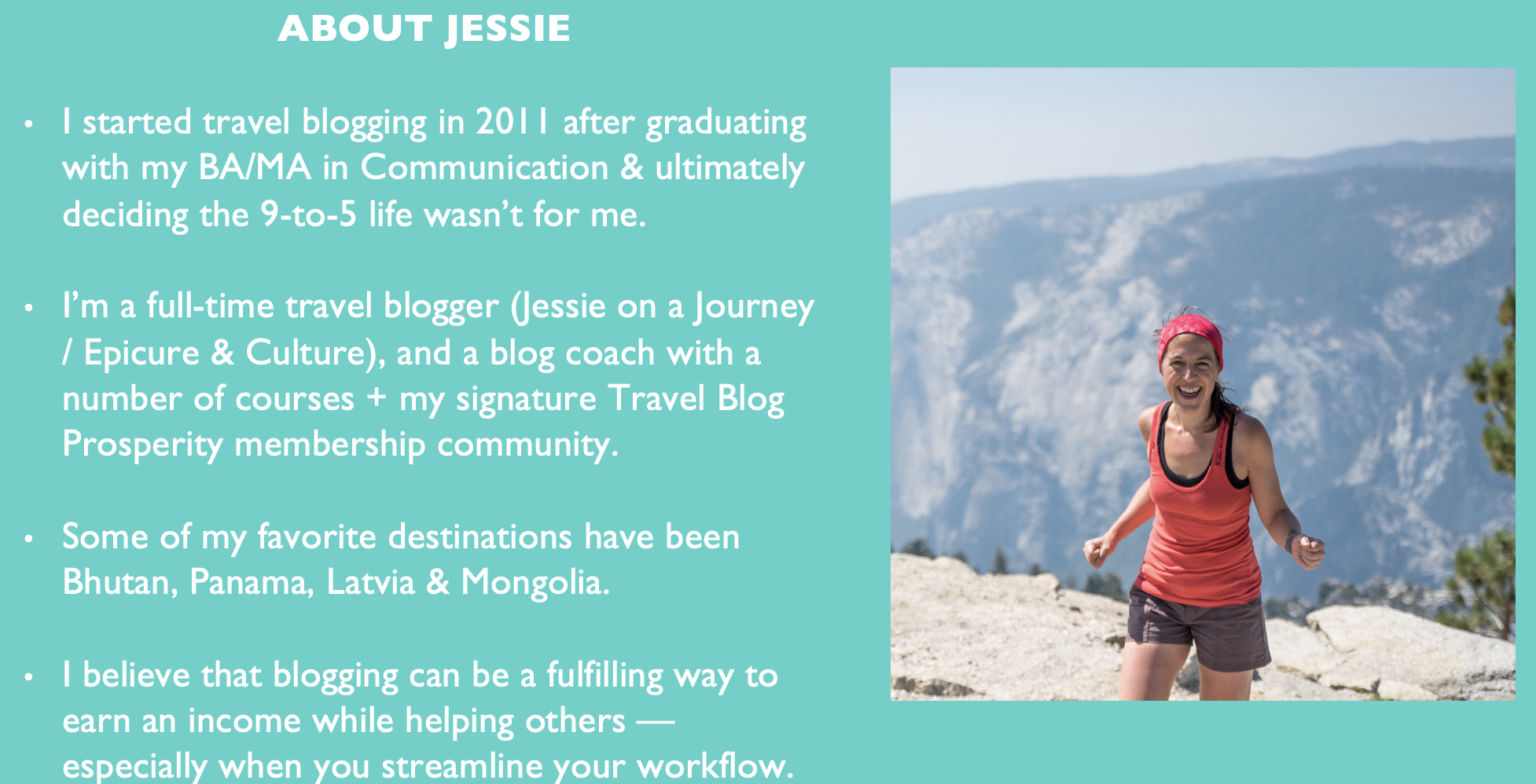 Screenshot from Jessie Festa's presentation on the How to Avoid Travel Blogging Burnout: Blogxiety Webinar