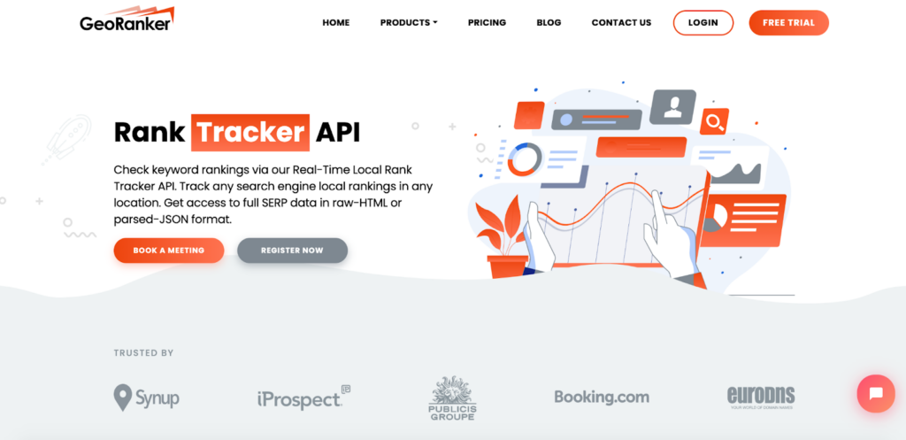 A screenshot of the Rank Tracker API page