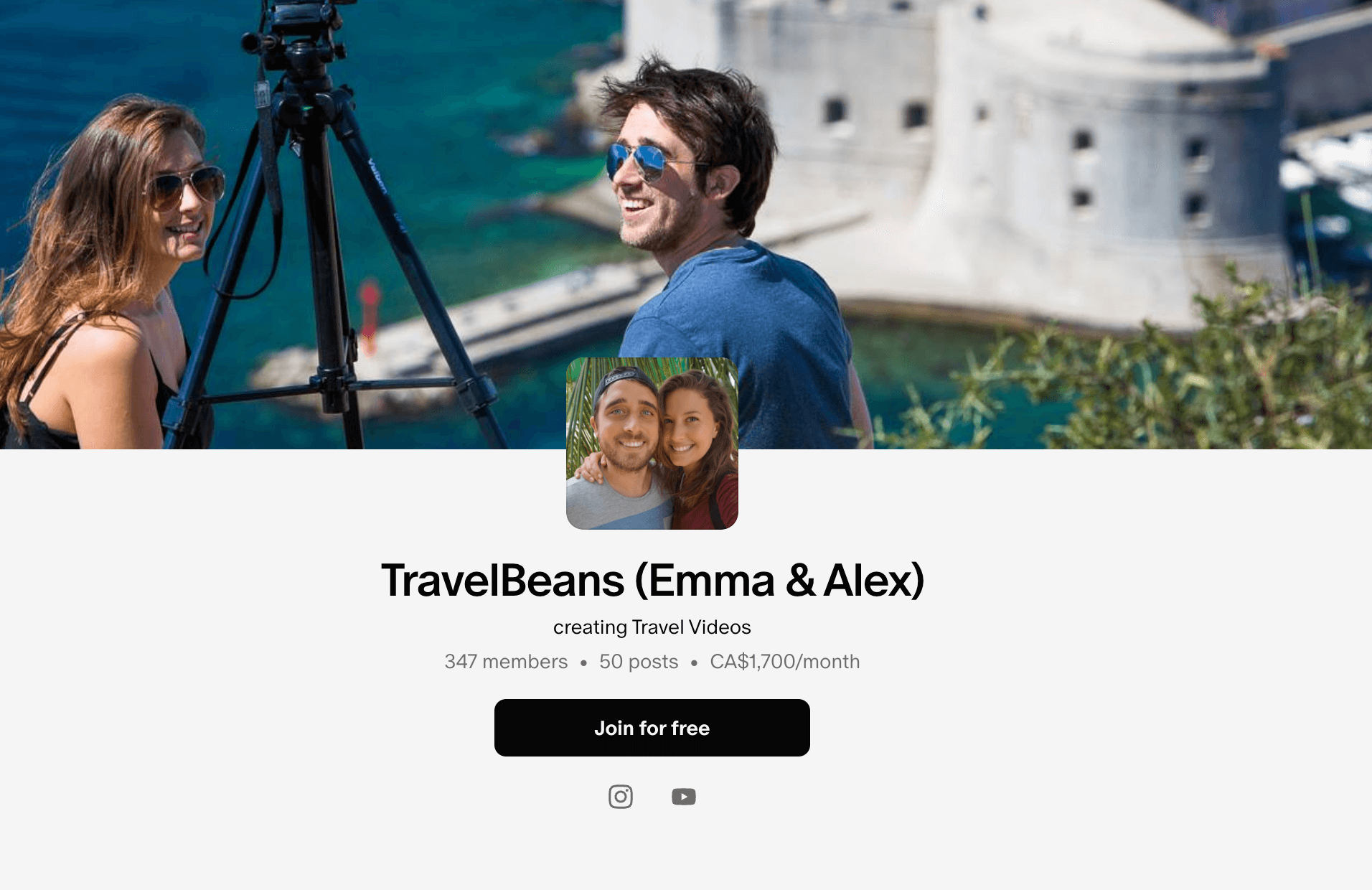 The Patreon page for TravelBeans