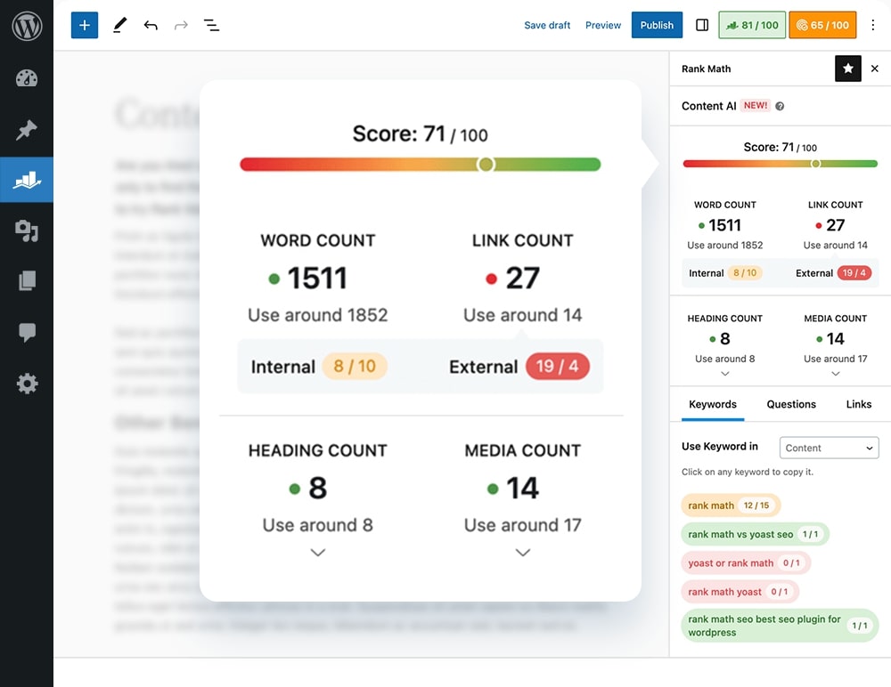 Rank Math's Content AI feature