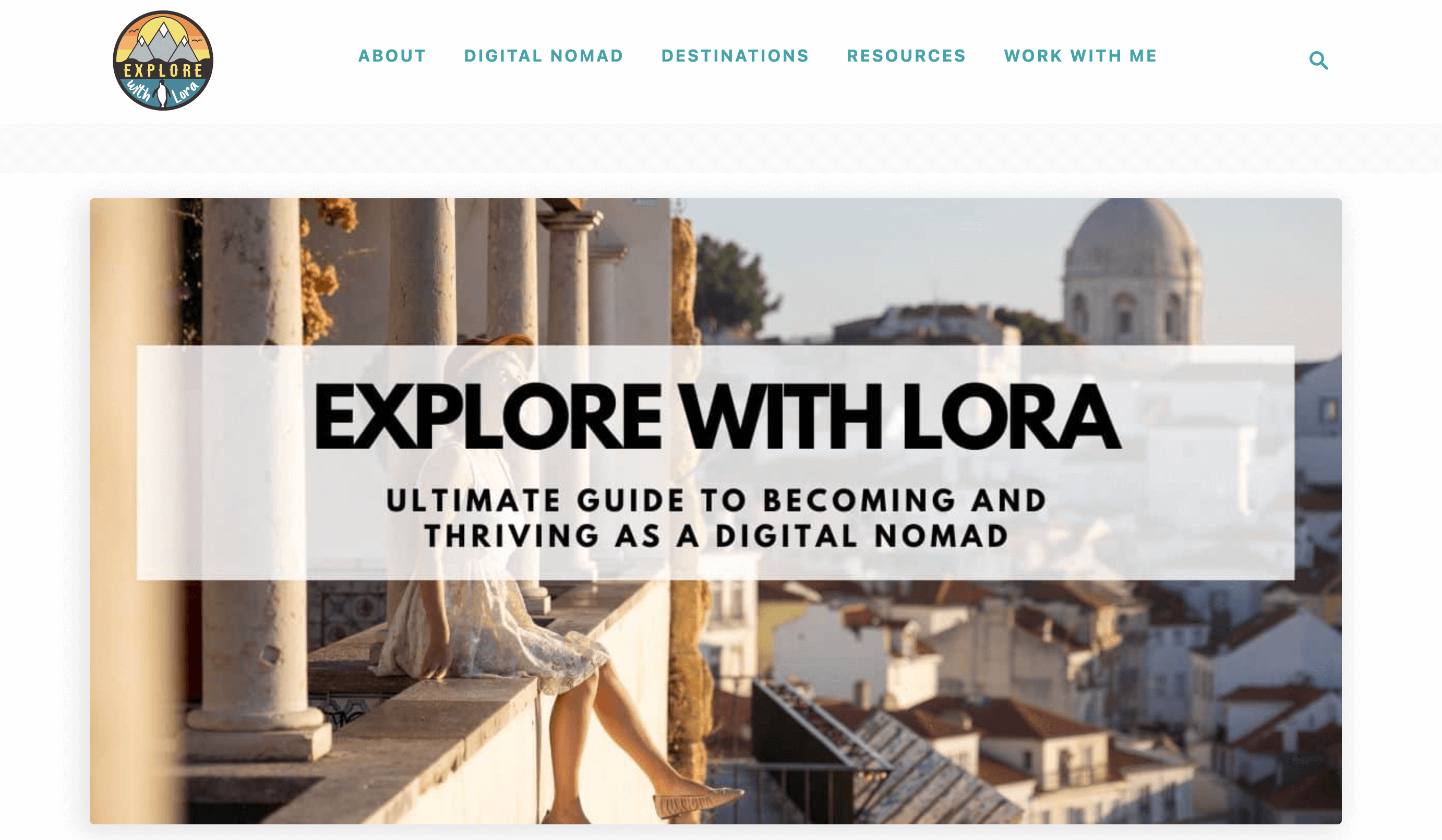 Screenshot of the Explore with Lora Homepage