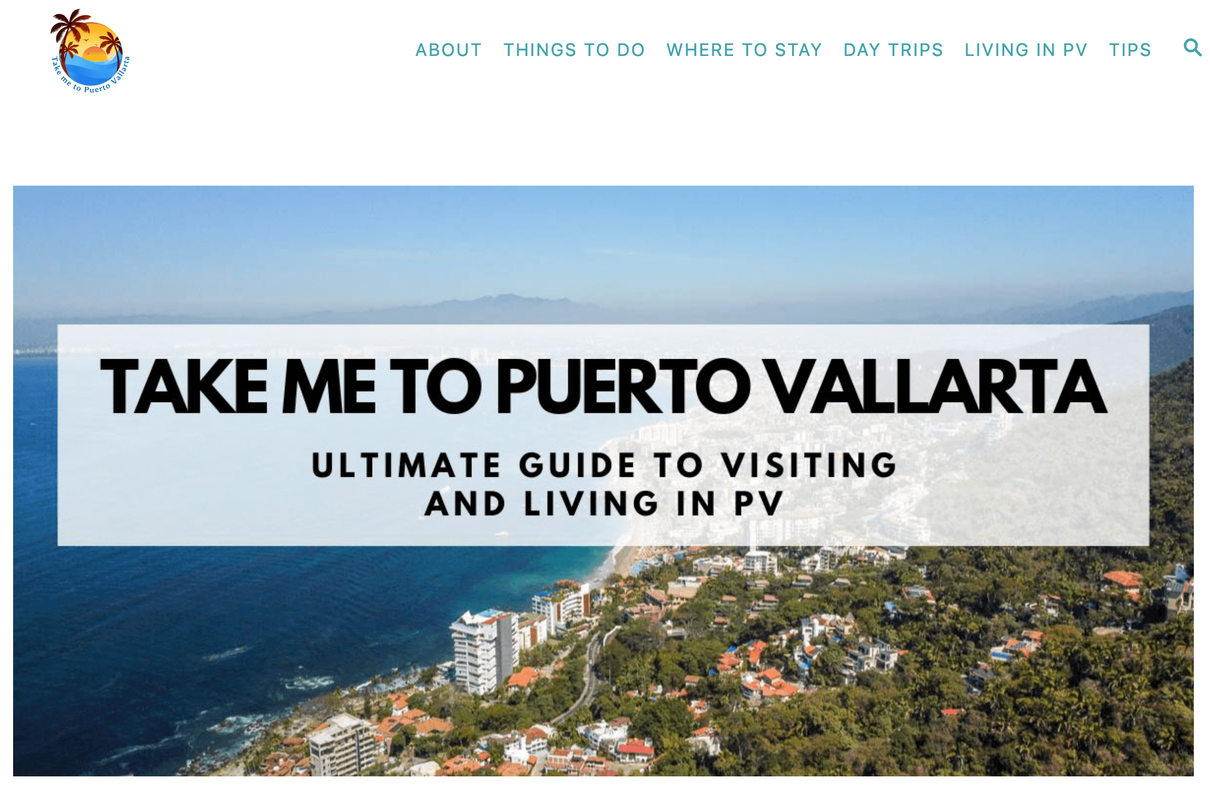 Screenshot of the Take Me to Puerto Vallarta Homepage