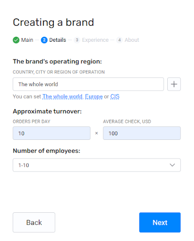 Entering brand's operating region