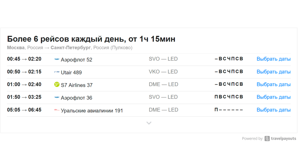Новый инструмент: виджет расписаний авиабилетов